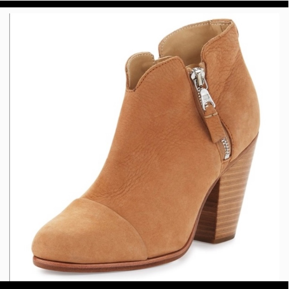 Rag & Bone Margot camel cap toe suede nubuck ankle bootie size 37.5
